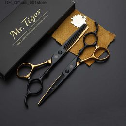 Hair Scissors Top 440C Hair Scissors Professional Hair Dressing Scissors Cross 231225 Q240425