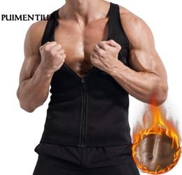 Puimentiua 2019 Men039s Workout Trainer Vest Sweat Sauna Waist Trainer Body Shaper Slim Fit Male Athletic Shirt3107108