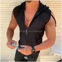 Men'S T-Shirts Mens T Shirts Summer Fashion Sleeveless/Long/Short Sleeved Hoodie Zipper Shirt Casual Plaid Print Open Stitch Beach S Dhq5C