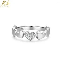 Cluster Rings PuBang Fine Jewelry Solid 925 Sterling Silver High Carbon Diamond Sparkling Heart Ring For Women Anniversary Gifts Drop