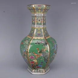 Vases Luxury Chinese Classic Antique Ceramic Enamel Flower Vase Home Decoration Green