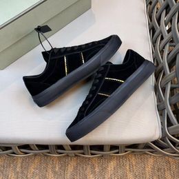 New Luxury summer walk skate shoe flats men black tom fords casual loafer soft suede shoes Lace-up Elastic Beef Tendon Bottom designer shoes for man with box 38-45EU