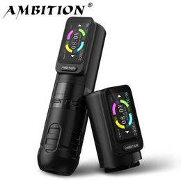 Ambition Zetton Wireless Tattoo Machine Pen Set est Straight Rod Structure Brushless Motor 2400mAh Battery 3.8mm 3.4mm Stroke 240416