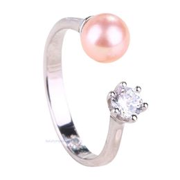 925 Sterling Silver Heart Finger Rings for Women Ladies Pearl Wedding Party Fine Jewelry Gifts