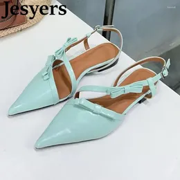 Casual Shoes Spring Autumn Pointed Toe Genuine Leather Flat Sandals Women's Shallow Mouth Bow Back Strap Pumps Daily Party Dress 2024