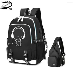 Backpack Waterproof School For Boy Chest Bag USB Men Travel Bags Male Laptop Pack Boys