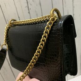 Bag 2024 Women's Luxury Fashion Designer Alligator Pattern Vintage Shoulder Gold Chain Flap Crossbody Handbag 5 Colors