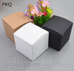 50pcs 5X5X5 6X6X6 7X7X7 8X8X8 9X9X9 10X10X10cm White Black Kraft Paper Square Box DIY Handmade Soap Box Cardboard Paper Gift30248018384