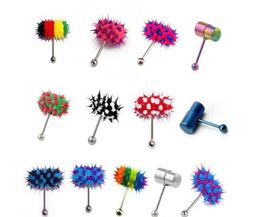 New Arrival Multi Colour Silicone Stainless Steel Vibrating Tongue Bar Ring Stud Jewellery Body Piercing 13Style5734558