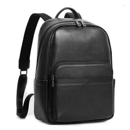 School Bags Men's Stylish Backpack Genuine Leather Large Laptop Male Book Bag Bagpacks Waterproof Men Back Pack