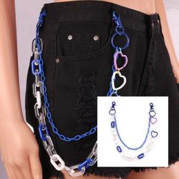 Keychains 2024 Hip Hop Resin Keychain Multicolor Acrylic Hearts Waist Chain Pants Key Punk Jewellery For Men Women