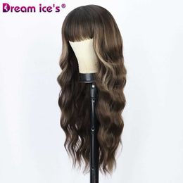 curly European chemical American women fiber with hair large bangs and long foreign style headbands 26-inch synthetic wig