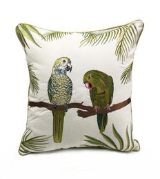Deluxe Embroidery Parrots Plant Designer Pillow Cover Sofa Cushion Cover Canvas Home Bedding Decorative Pillowcase 18x18quot Sel9035460