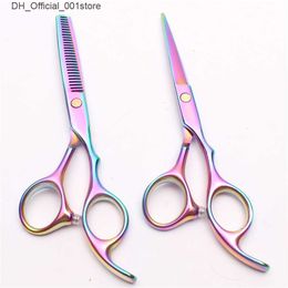 Hair Scissors C1005 6 Customised Brand Multicolor Hairdressing Scissors Factory Price Cutting Scissors Thinning Shears Professional Human Hair Scissors Q240425