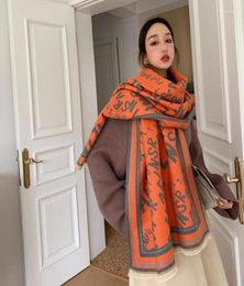 Scarves Luxury Doublesided Scarf Women Winter Warm Cashmere Shawl Printed Soft Thin Blanket Holiday Gift31131284806754