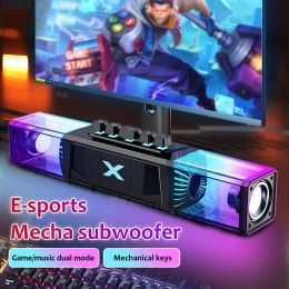 Hinery Transparent Computer Sound Stereo Surround Wireless Blue Tooth Light Portable Soundbar RGB Gaming Speakers bar