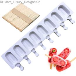 Ice Cream Tools 8-cavity silicone ice cream stick Mould reusable DIY shaped machine with used for homemade Moulds Q240425