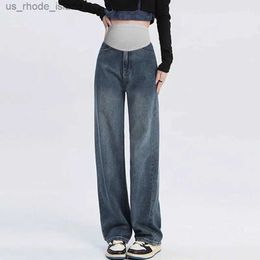 Maternity Bottoms 2024 Fashion Maternity Jeans Maternal Clothes for Pregnant Wide Leg Pants Belly Support Trousers Premama Clothing PregnancyL2404