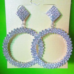 Hoop Earrings Wholesale- Korean High-end Shiny CZ Crystal Big Women Silver Jewellery Bride Round Wholesale