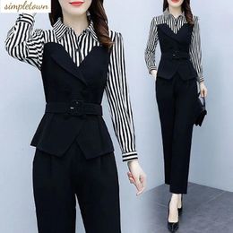 Women's Two Piece Pants Spring And Autumn Set Korean Edition Slim Fashionable High End Waist Closing Style