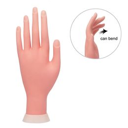 KROFAUE Nail Practise Hand Model Bendable Soft Prosthetic Plastic Flexible Training Fake Hand Mannequin Display 240411