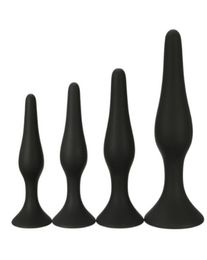 4 Types Soft Silicone Anal Unisex Black Silicon Butt Plug Trainer Anal Sex Toy Adult Sex Product Erotic Sexy Gspot Masturbation2354552