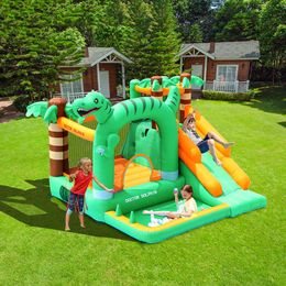 Tyrannosaurus Inflatable Playhouse with Slide Ball Pit Indoor Jumping Castle Bounce House Toys Fun Outdoor Jumper Kids Party Entertainment Bouncer Backyard Game