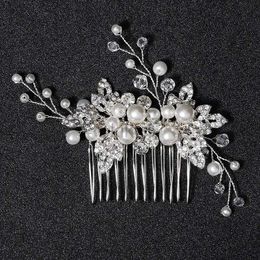 Wedding Hair Jewellery Pearl Hair Combs Clips Bridal Wedding Hair Accessories For Women Rhinestone Silver Colour Bride Headpiece Party Jewellery d240425
