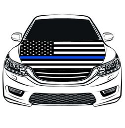 Thin Blue Line USA national flag car Hood cover 33x5ft 100polyesterengine elastic fabrics can be washed2037744