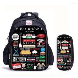 Backpack 16 Inch Central Perk Coffee Friends Children School Bags Boys Girls Daily Travel Backpacks Cartoon Mochila