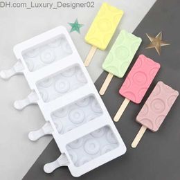 Ice Cream Tools 4-chamber simple circular ice cream silicone Mould ice cube tray homemade cheese pudding Mould gift kitchen accessories Q240425