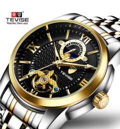 TEVISE Fashion Mens Watch Luxury Business Men Watches Tourbillon Design Stainless Steel Strap Automatic Wrist Watches6841075