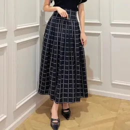 Skirts High Waist Plaid Jacquard Faldas Mujer A-line Elegant Women Skirt 2024 Japan Style Ropa Spring Clothing Jupe