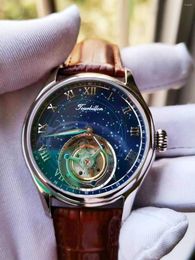 Wristwatches Tourbillon Watch Mechanical Sapphire Mirror Hollowed Out Retro Personalized Men Wistwatch Luxury Unique Business Male Clock