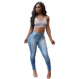 Women's Jeans Casual Pants High Waist Long Ripped Pencil