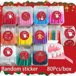 Toothbrush New Christmas style 80 Pcs/Box interdental brush 0.61.5Mm Cleaning Between Teeth Oral Care Orthodontic I Shape Tooth Floss