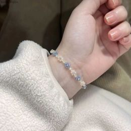 Beaded 2023 New Fashion Crystal Flower Beads Bracelet For Women Elastic Adjustable Charm Bracelet Friendship Jewelry Accessories