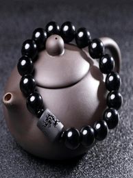 New Crystal Black Obsidian Bead Dragon Phoenix Strand Bracelet For Men Women Couples Lovers Buddha Lucky Amulet Jewelry8777989
