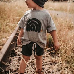 T-shirts Toddler Kid Baby Boys Girls Clothes Summer Top Short Sleeve Cotton T Shirt Loose Infant Rainbow Ice Tee Childrens OutfitsL2404