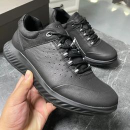 Casual Shoes Real Genuine Leather Men Jogging Running Cowhide Sneaker Athletic Travel Walking Breathable Hole High Quality Chic
