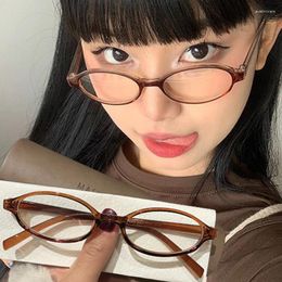 Sunglasses 2024 Women Retro Oval Glasses Y2K Red Green Frame Glass Eyewear Decorative Computer Anti-blue Eyeglasses With Seaside Driving