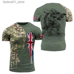 Men's T-Shirts 2023 Summer Army Veterans T-shirt British Soldier 3D Printed Field Camo T-shirt High Quality Special Forces T-shirtQ240425