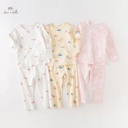 Dave Bella Childrens Girls Boy Pajamas Suit Autumn Fashion Casual Cotton Comfortable Print Cute Two-Piece DB3238287 240418