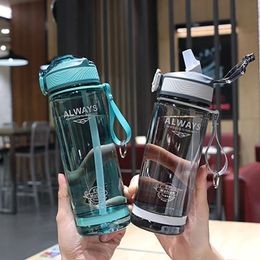 800ml Sports Water Bottle with straw For Camping Hiking Outdoor Plastic Transparent A Free men Drinkware 240418