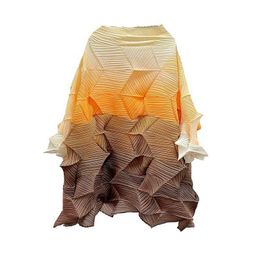 Spring Summer 2023 New Miyake Pleated Gradient multi Colour T-shirt diamond crease loose oversized top for woman