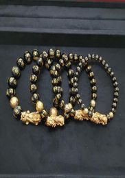 Buddha Quality Feng Shui Black Obsidian Real Bracelets Original Stone Beads Pi Xiu Pure Copper Wealth Charm Men Women Good Luck Be1461926