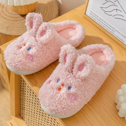Slippers Cute Winter Cotton Female Cartoon Home Warm Comfort Soft Bottom Men Indoor Non-Slip Couple Shoes