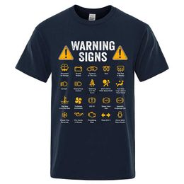 Men's T-Shirts Driving Warning Signs 101 Auto Mechanic Gift Driver Funny Print T-Shirt Fashion Casual Big size T Shirt Cotton Mens Tops TeesL2425