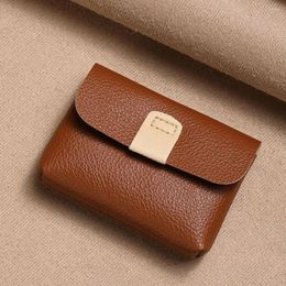 Card Holders Simple Buckle Leather Coin Purse Holder Change Bag Women Men Small Wallet Square Pouch Earphone Storage Monedero