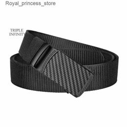 Belts Fashionable metal automatic buckle tactical strap breathable canvas woven strap mens design strap outdoor 3.4cm jeans pants belt Q240425